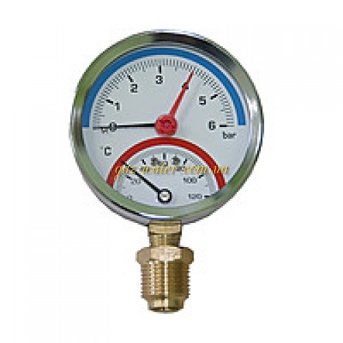 ТермоМанометр 6 атм./t=120С 1/4"переход с 1/2"н  ANGO