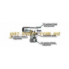 Кран 1/2"н-3/4"-1/2"в  под стиралку проходной гросс