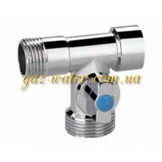 Кран 1/2"н-3/4"-1/2"в  под стиралку проходной Китай